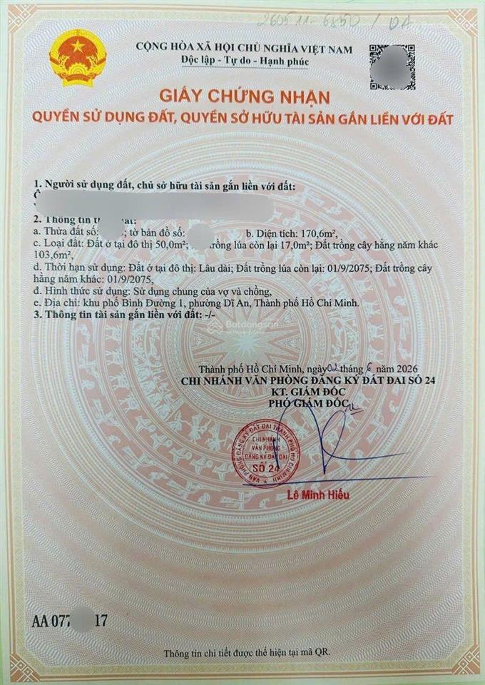 Nhà phố ~ 171m2 mặt tiền đường nguyễn tri phương, phường an bình, tp dĩ an
