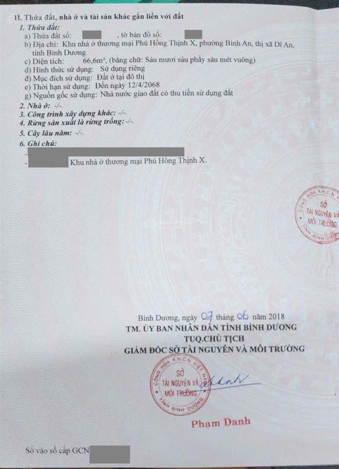 Đất đối diện chợ kdc phú hồng thịnh 6, phường bình an, tp dĩ an