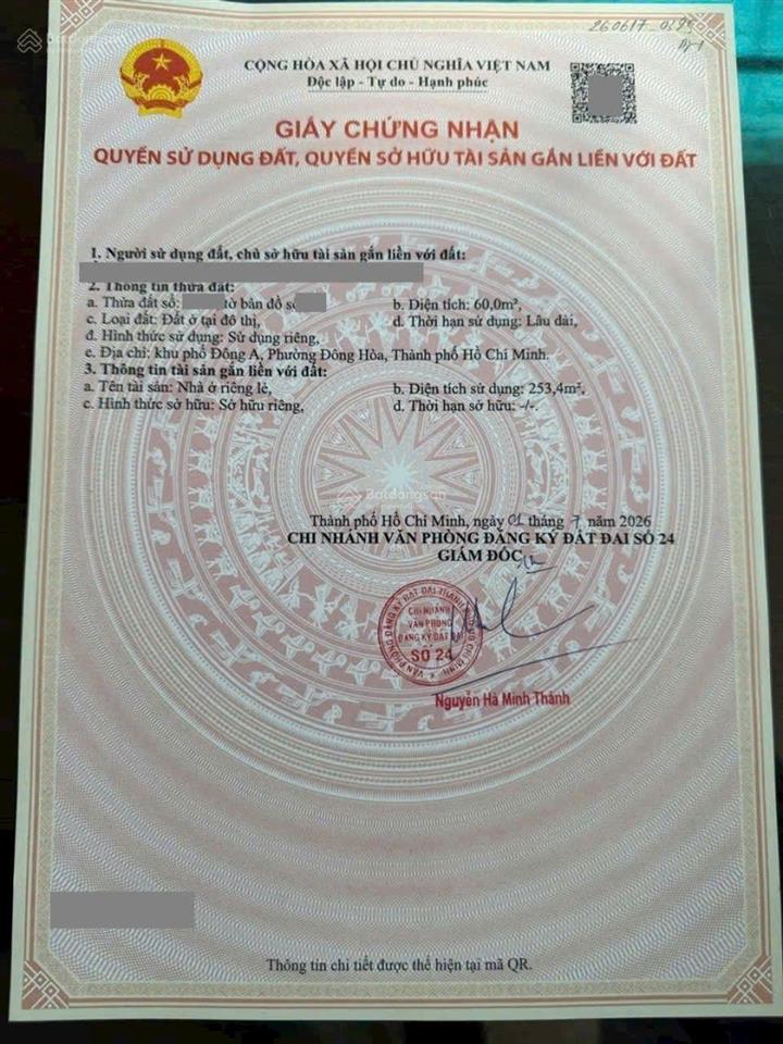 Đất khu tái định cư đông hòa c, phường đông hòa, tp dĩ an