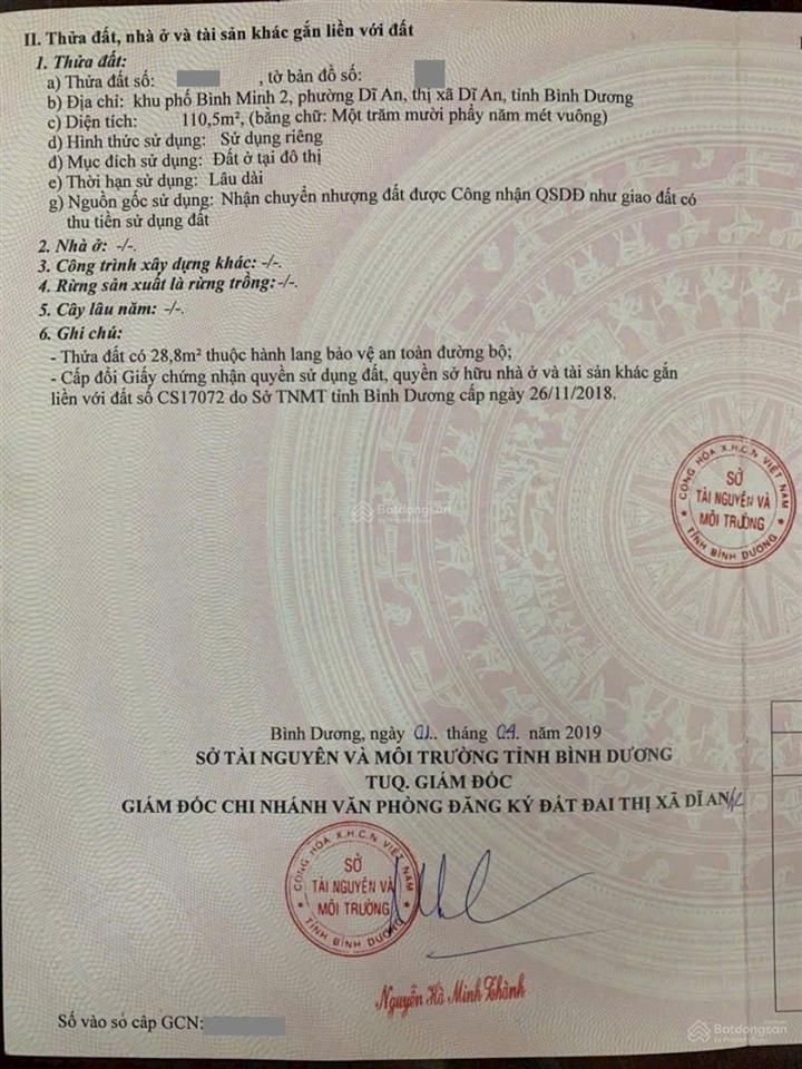 Nhà mặt tiền đường nguyễn tri phương, phường an bình, tp dĩ an