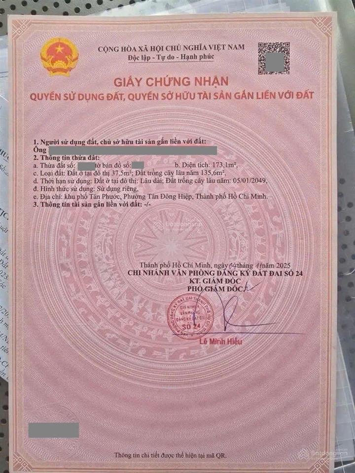 Đất 173,1m2, ngang 6m, gần trường cấp 2, chợ tân bình, p. tân bình, dĩ an (p. tân đông hiệp, tphcm)
