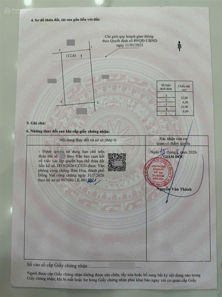 Đất 78m2 kdc hẻm nguyễn tri phương gần vòng xoay cầu hang p. biên hòa đồng nai