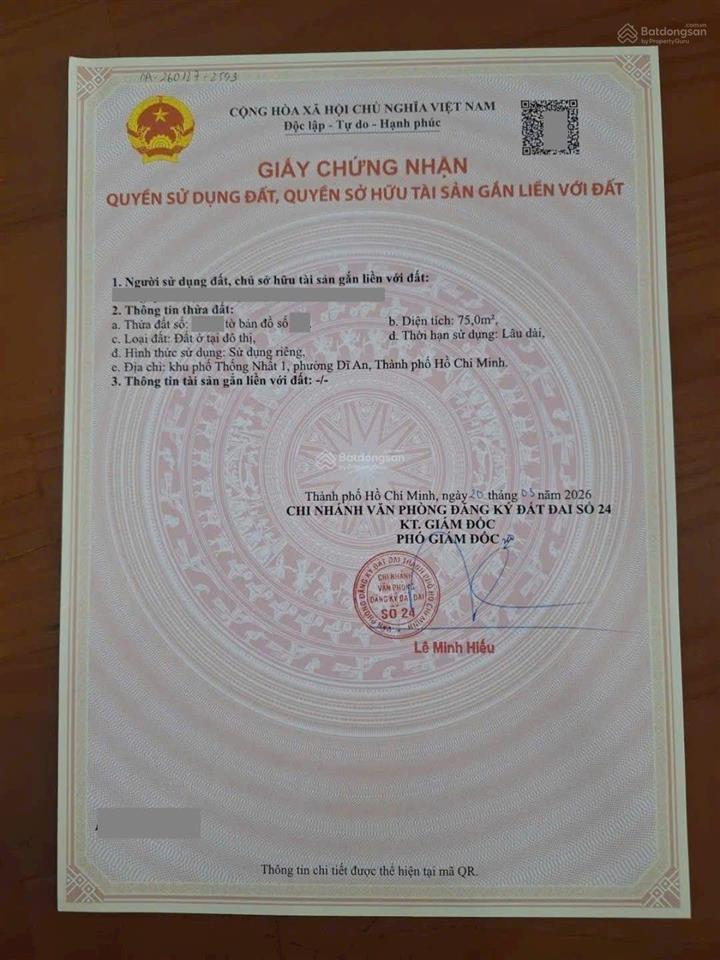 Đất đẹp ngay cổng chung cư phúc an liền kề vincom dĩ an, tp dĩ an. (p. dĩ an tphcm)