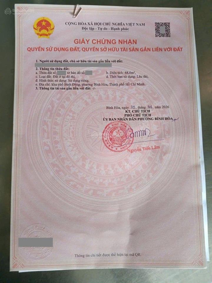 Đất 69m khu tái định cư bình đáng ngay cổng sau vsip1 phường bình hòa, thuận an(p.bình hòa tphcm)