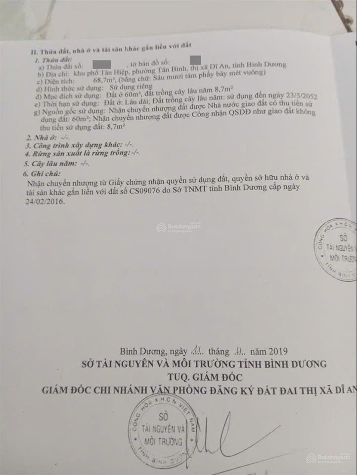 Nhà mặt tiền kinh doanh nguyễn thị tươi, phường tân bình, tp dĩ an