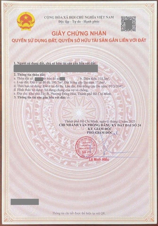 Nhà phố 118m kdc gần bigc go vào 500m, phường đông hòa, tphcm