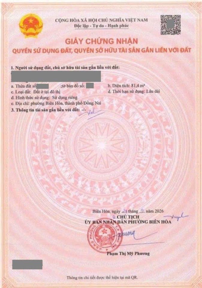 Đất đẹp 81m khu tái định cư tân hạnh phường tân hạnh (phường biên hòa mới) thành phố đồng nai