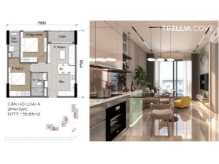 Ch trellia cove 59m², 2pn 1wc, giá 4.25 tỷ full, nhà mới 100%, bàn giao 6/2027