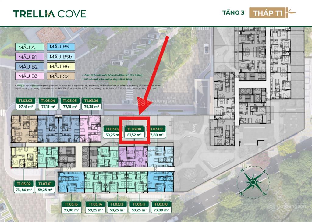 Bán căn hộ trellia cove 81m2, 2pn2wc, tầng đẹp, view sông, giá 5.9 tỷ, t6/2027 nhận nhà