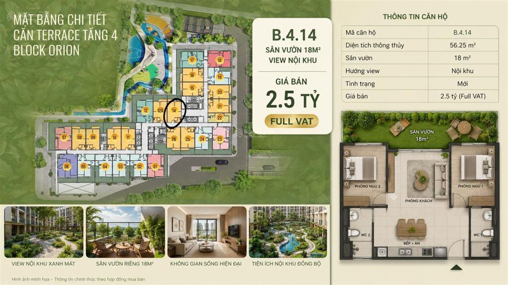 Bán căn hộ sân vườn 2pn tại tt avio, dĩ an, bình dương, giá tốt 2,5 tỷ, 78m2 bao đẹp