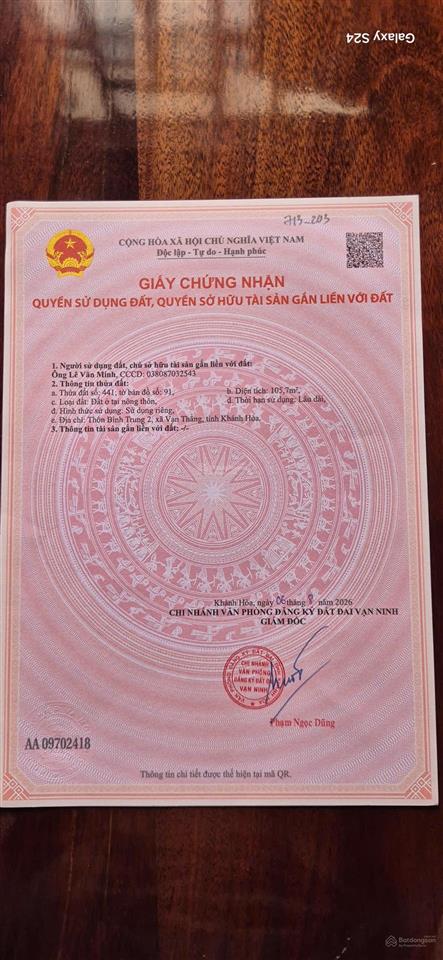 Bán 80m2 full thổ cư đất ở tân dân xã vạn thắng 250triệu