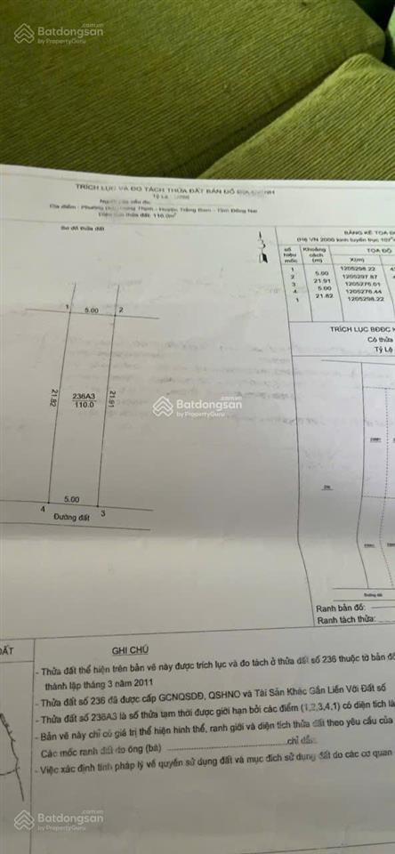 Bán đất tại đường 12, hưng thịnh, đồng nai, giá tốt 3 tỷ vnd, 110m2