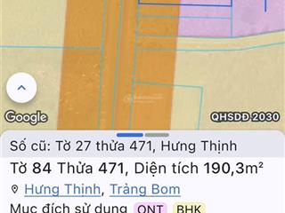 Bán đất tại ấp an bình, đường d20, xã hưng thịnh, đồng nai, giá ưu đãi 4,9 tỷ, 190m2 hot!