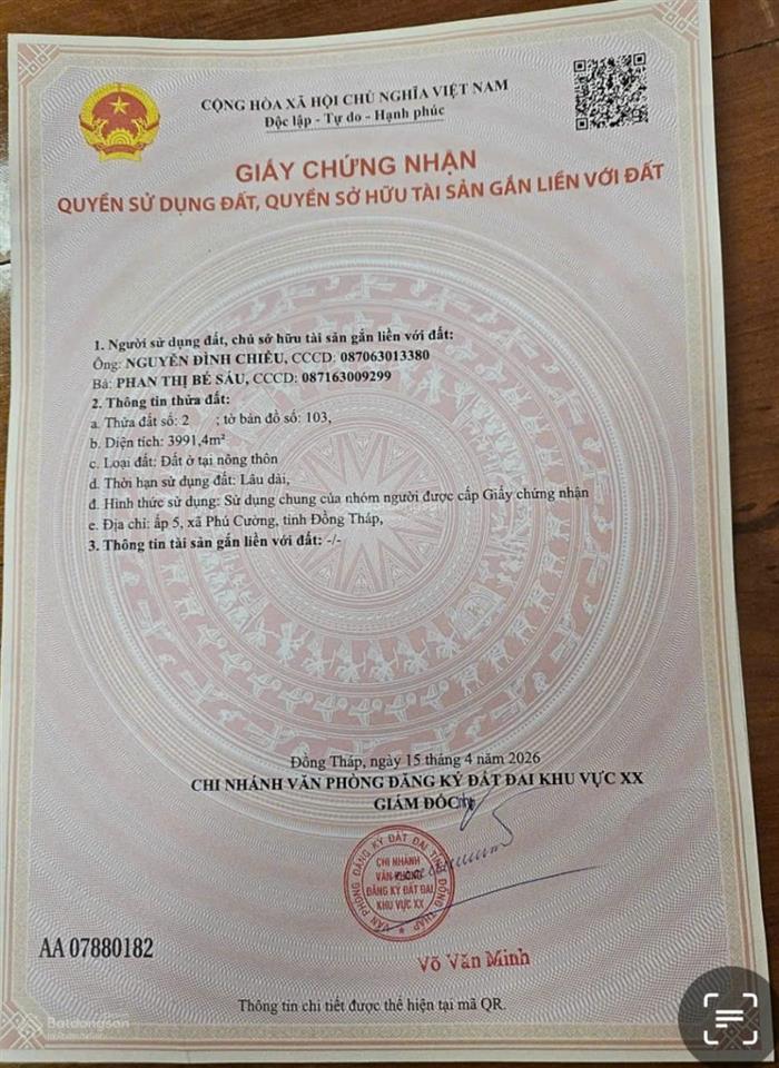 Bán nhà riêng tại phú cường, tam nông, đồng tháp, giá ưu đãi 3 tỷ, diện tích 400m2, hot!