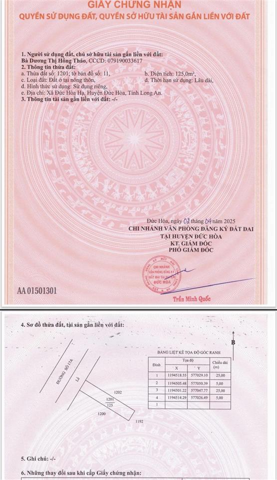 Đất nền kdc tân đức, xã đức hoà, tây ninh (long an cũ). sẵn gcn, giao dịch ngay