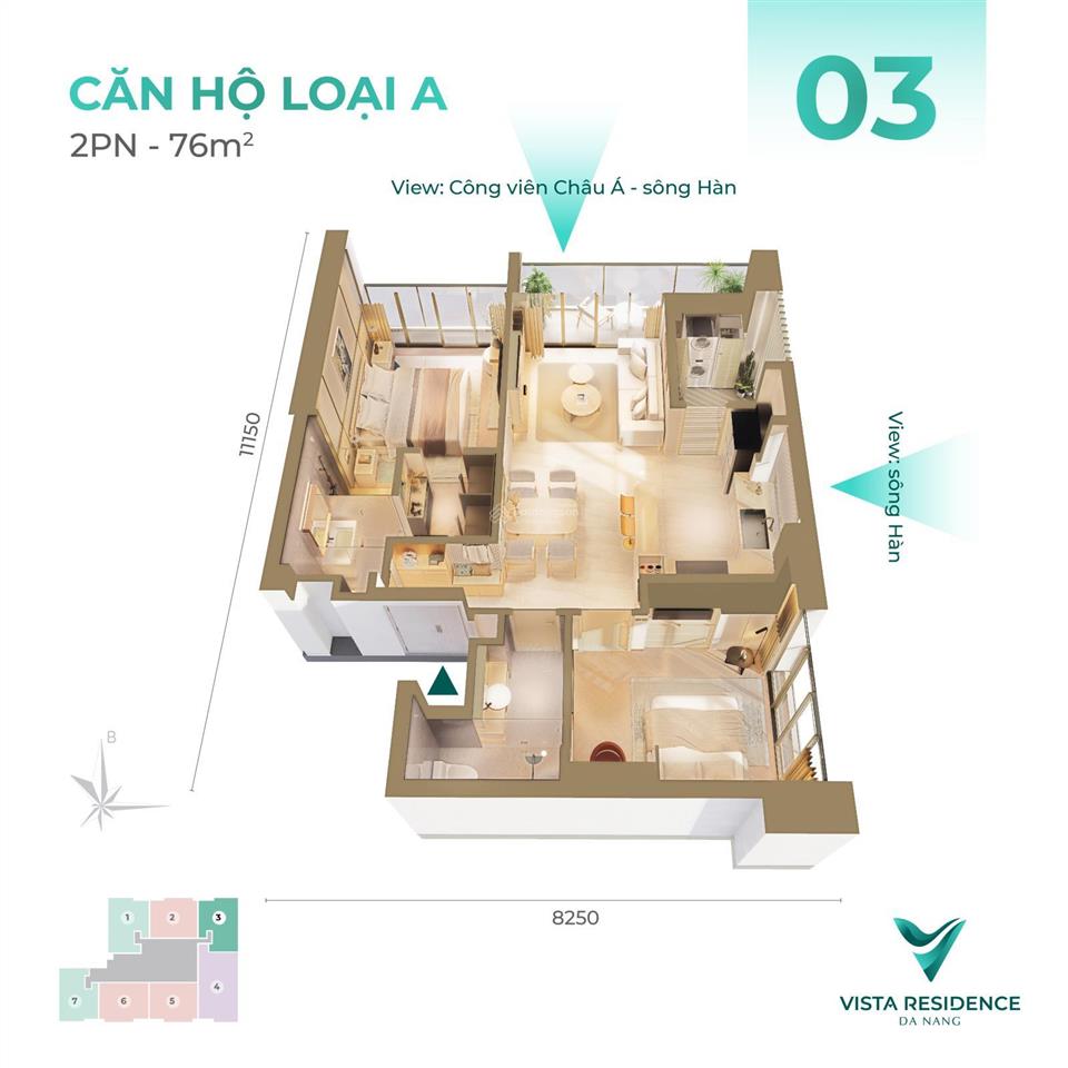 Căn hộ vista siêu trung tâm nội thất cao cấp 2pn, giá siêu tốt chỉ 61 triệu/m2