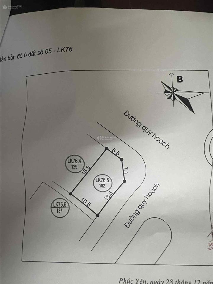 Bán lô 182m2 đất chính chủ 2 mặt tiền. mặt tiền chính 13.5m. kđt hùng vương  phúc yên
