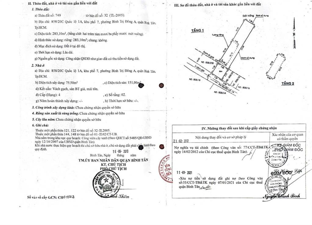 Bán đất bình tân, dt 283m2, hẻm xe tải, tặng nhà cấp 4, phù hợp làm kho/xưởng, giá 9 tỷ (tl)