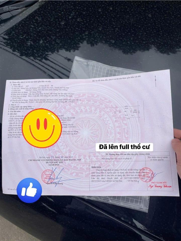 Hàng siêu hiếm. dt 200m2 full thổ cư, giáp bìa làng tại đông sơn, quang tiến. giá 32tr/m2