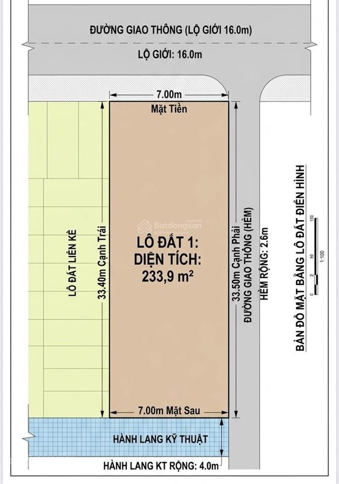 Bán đất tại qh 01 bệnh viện mới bảo lộc, 7x33 = 234m2 full thổ cư