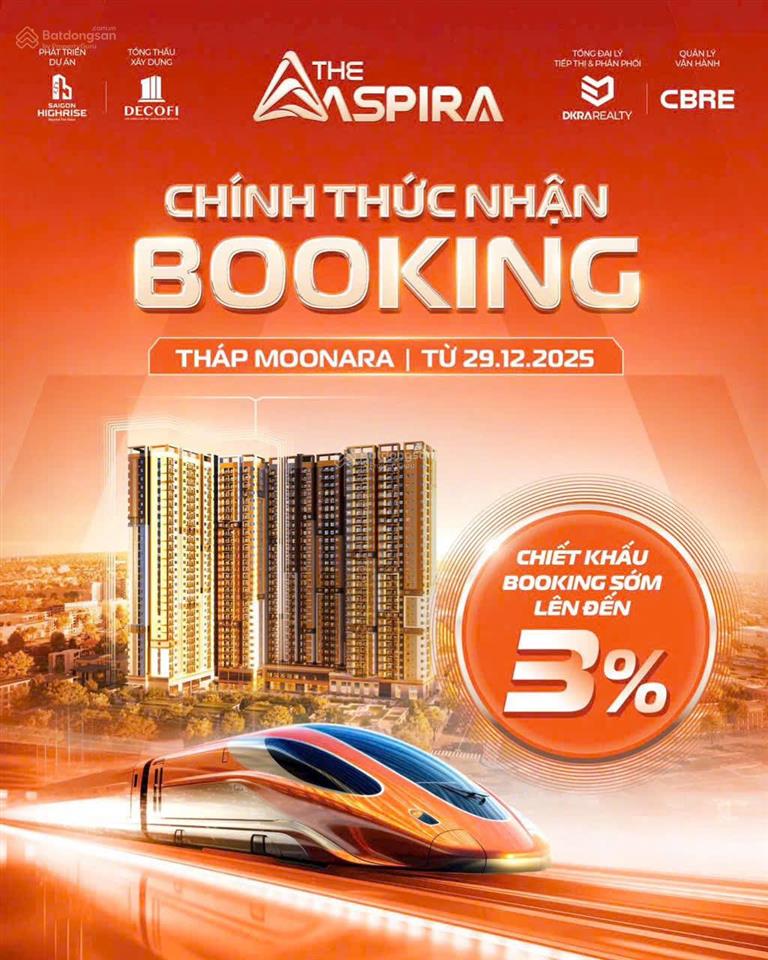 Căn hộ the aspira liền kề metro số 1, nằm trong quy hoạch tod 18.8ha của tp.hcm, ck ngay 3% booking
