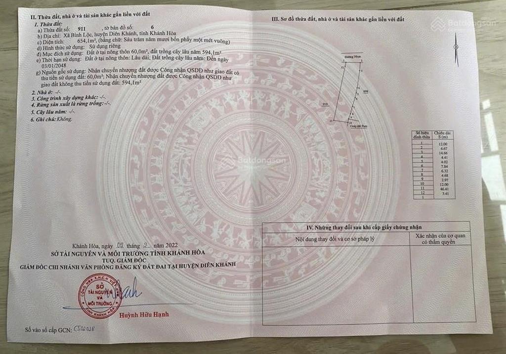 Bán lô đất đường nhựa, liên xã bình lộc, diên khánh, khánh hoà