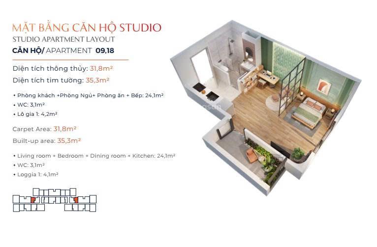 Bắt đáy sola park với căn studio 32m² giá chỉ 2,5 tỷ. không view nghĩa trang