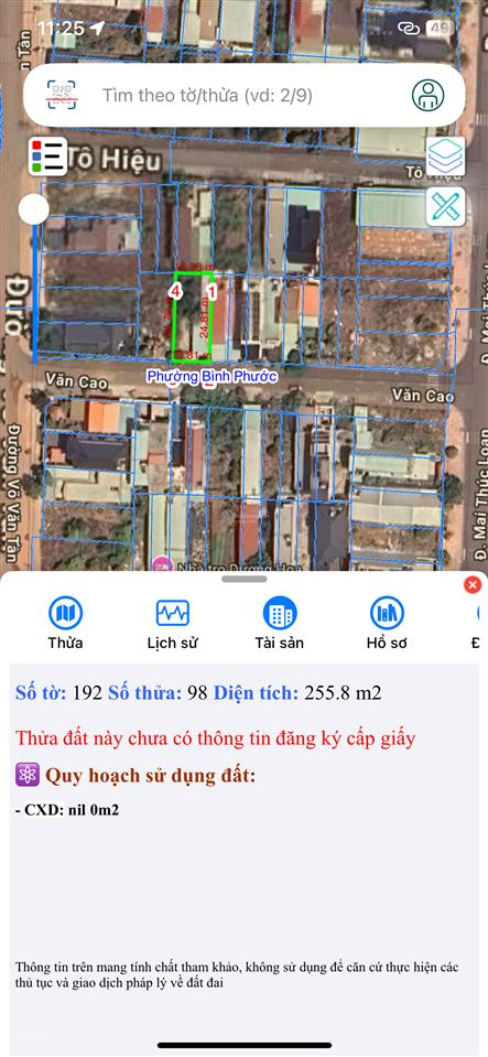 Bán đất chính chủ tđc (255 m2) p. tân bình đồng xoài