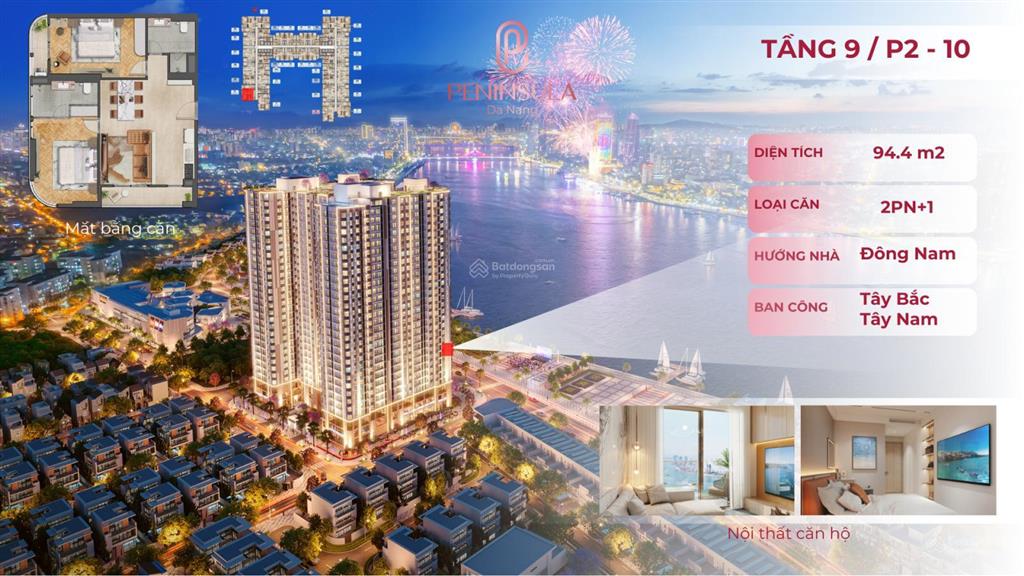 Căn góc hoa hậu peninsula! duy nhất tầng trung 2pn+ 1  view trực diện sông hàn, hàng cđt