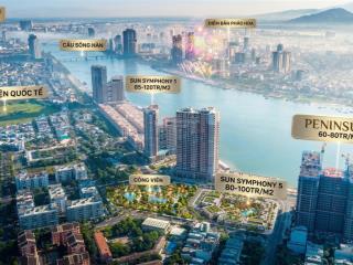 Quỹ căn 2pn peninsula, view sông hàn, pháo hoa, giá từ 65tr/m2, nội thất cao cấp, bàn giao iv/2026