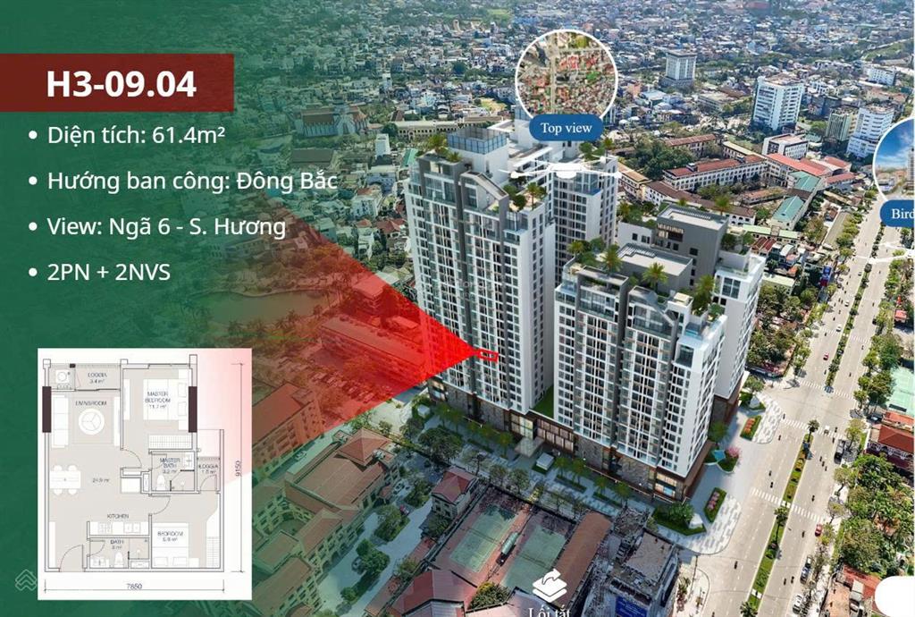 Chính chủ gởi bán căn 2pn trung tâm huế view sông hương  full nội thất  giá thương lượng