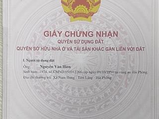 Bán nr tại nam hưng, tiên lãng, hải phòng, 4,5 tỷ, 120m2 giá ưu đãi