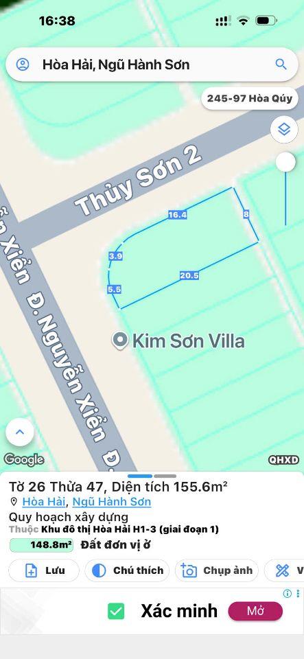 157m2/15 tỷ.Đất 2 M tiền, đường Nguyễn Xiển  và Thủy Sơn 2.Sát bãi tắm Sơn Thủy