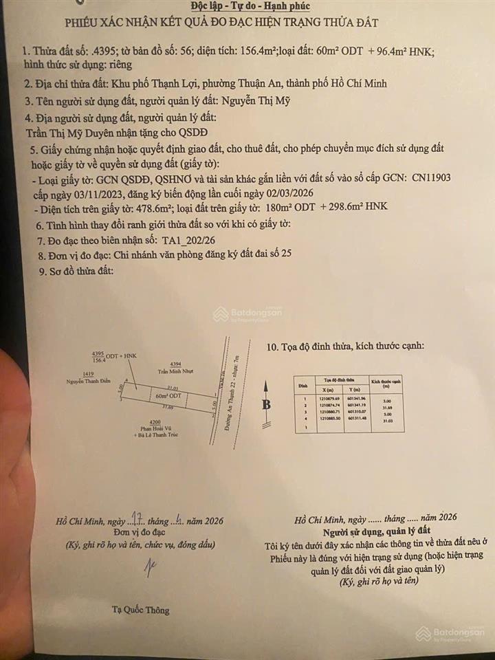 Bán đất tại an thạnh 22, 3,5 tỷ, 156,4m2, pháp lý đang chờ sổ, uy tín