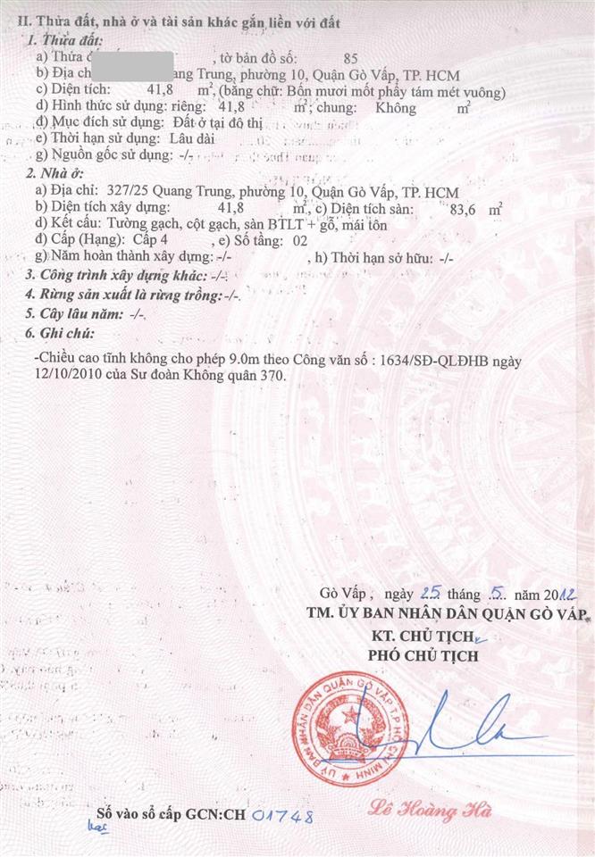 Bán nhà quang trung chợ xóm thuốc, 200m2, gò vấp, chính chủ