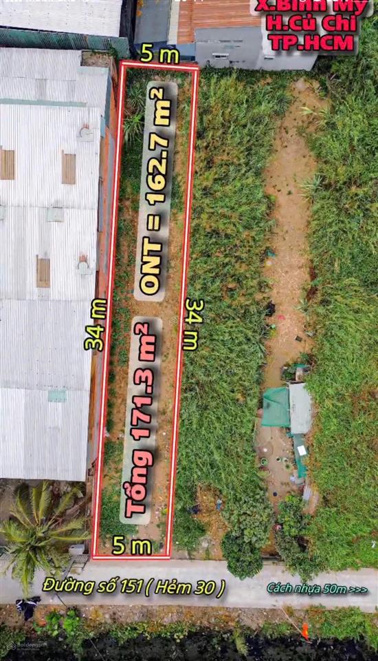 Bán đất tại bình mỹ, 2,75 tỷ, 171 m2 có 162m2 thổ cư
