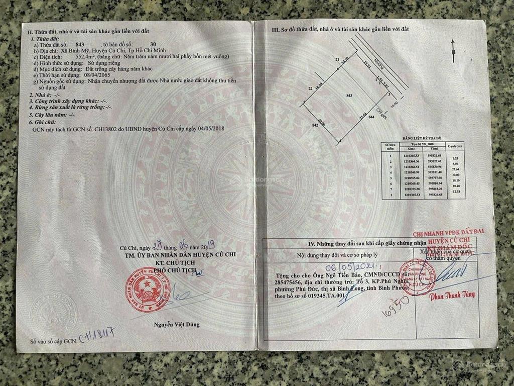 Bán đất vườn đẹp tại bình mỹ, 1,95 tỷ, 552m2, huyện củ chi, hồ chí minh