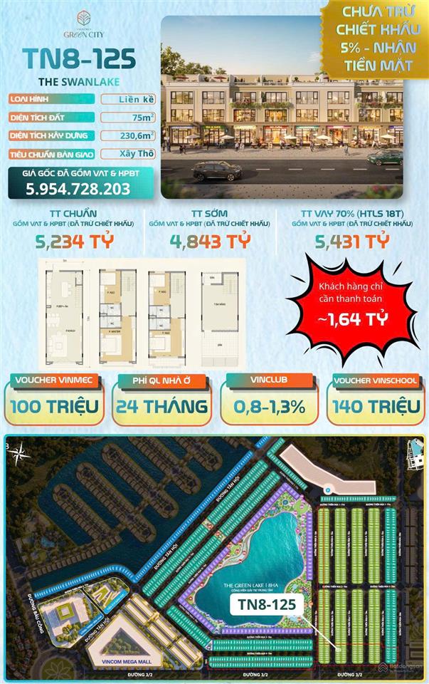 Tn8  125 căn đẹp hiếm vị trí, giá đẹp để xuống tiền! lợi thế để kinh doanh và khai thác lâu dài