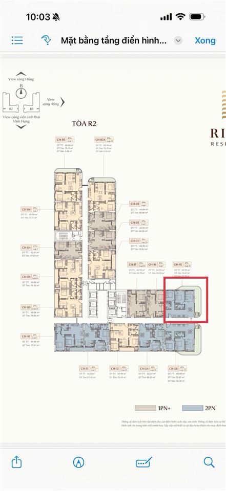 Chính chủ bán bán rẻ 500 triệu căn 2pn tại rivea, 11 tỷ, 92,2m² (sân vườn 22m²) tầng trung