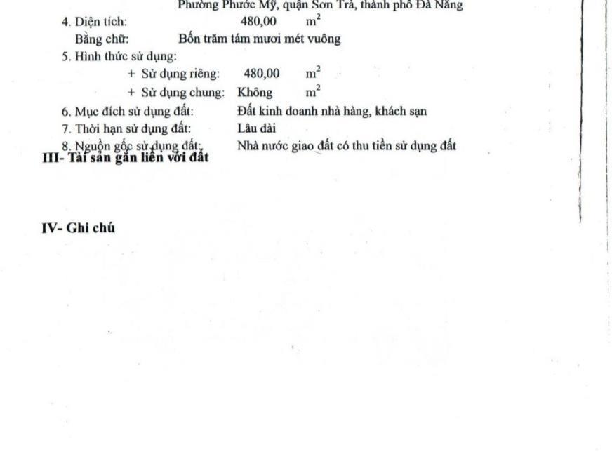 Một trong số ít siêu phẩm hiếm có biển mỹ khê. diện tích 1.440m2  mặt tiền 36m