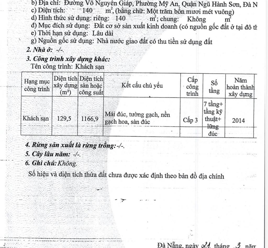 Bán khách sạn mặt phố võ nguyên giáp. diện tích 140m2, cao 7 tầng có 30 phòng, giá 45 tỷ,