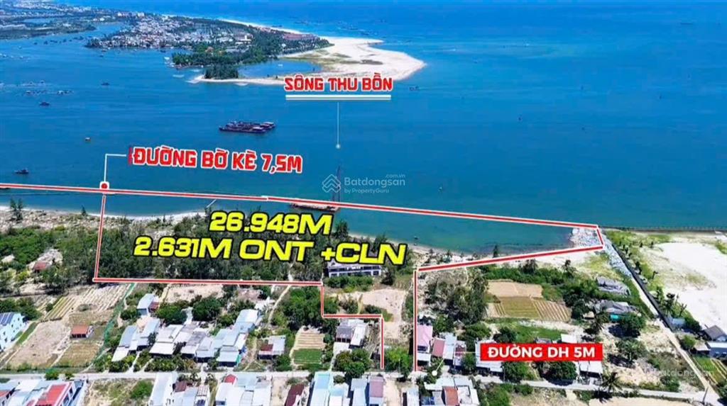 Bán đất mặt biển hội an 27.000m2. thổ cư 2.600m2. giá 150 tỷ