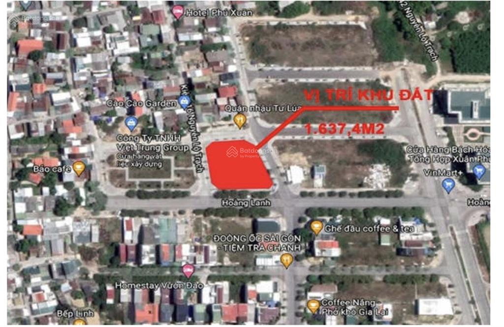 Chuyển nhượng lô góc 4mt trung tâm tp huế dt 1.637m2. giá 50 tỷ