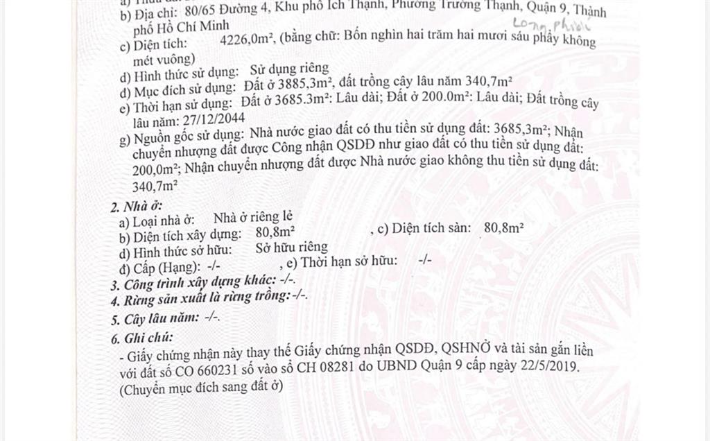 Bán đất trường thạnh, 152 tỷ, 4226m2, pháp lý đầy đủ, giá cực tốt