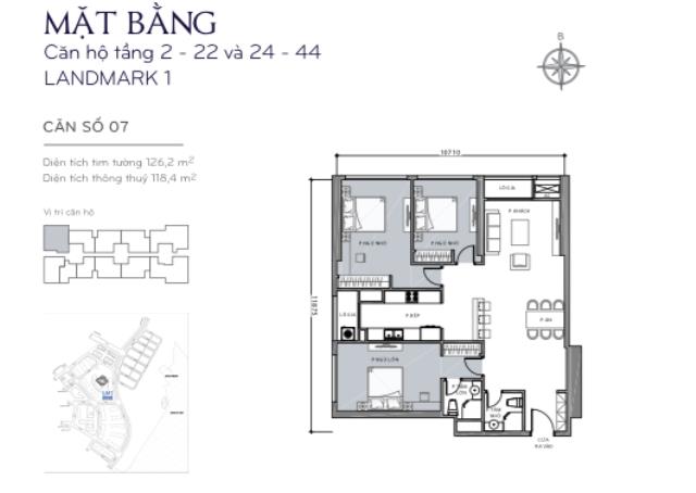 Căn góc tầng cao 2pn2wc landmark 2 full nt giá 13.5 tỷ