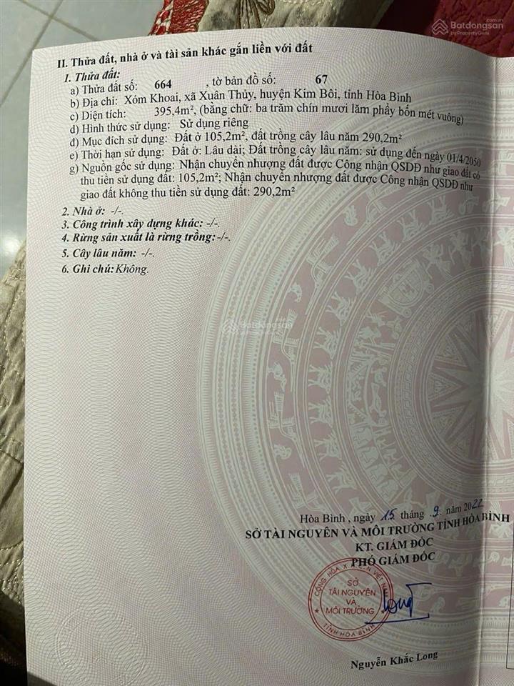 395m cách suối khoáng kim bôi 2,5m zá 750tr