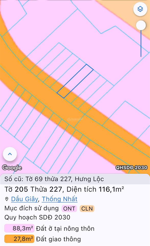 Bán đất thổ cư mặt tiền đường nhựa chính xã dầu giây, cách kcn dầu giây 1km, giá chỉ 1 tỷ