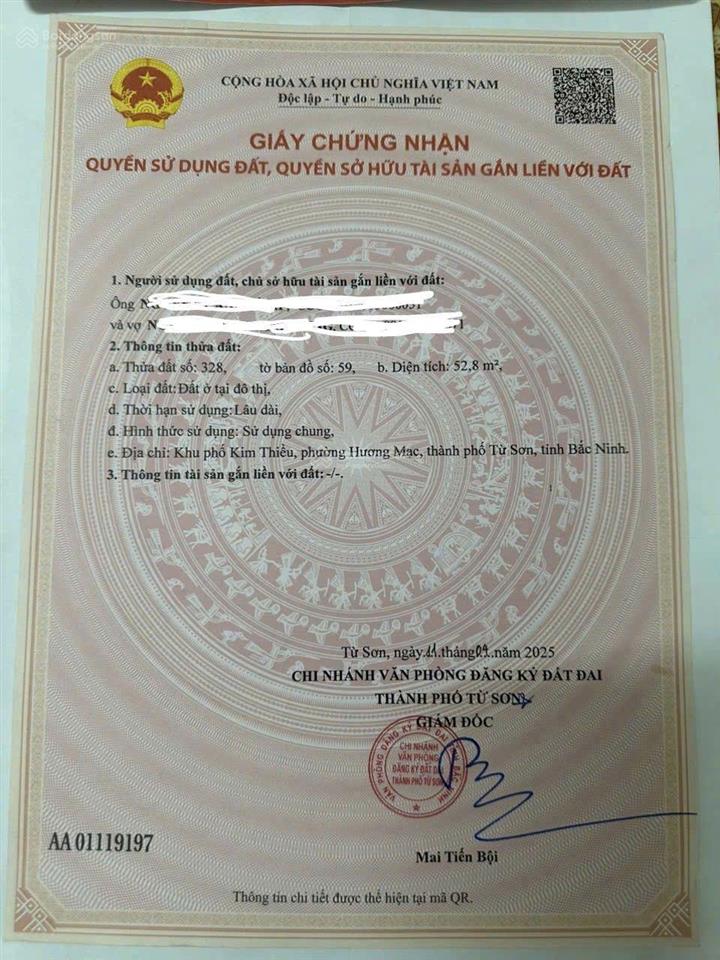 Chủ cần tiền hạ giá cực sâu lô góc phù khê, từ sơnô tô vào tận đất sát kđt bảo long chỉ 1,8x tỷ