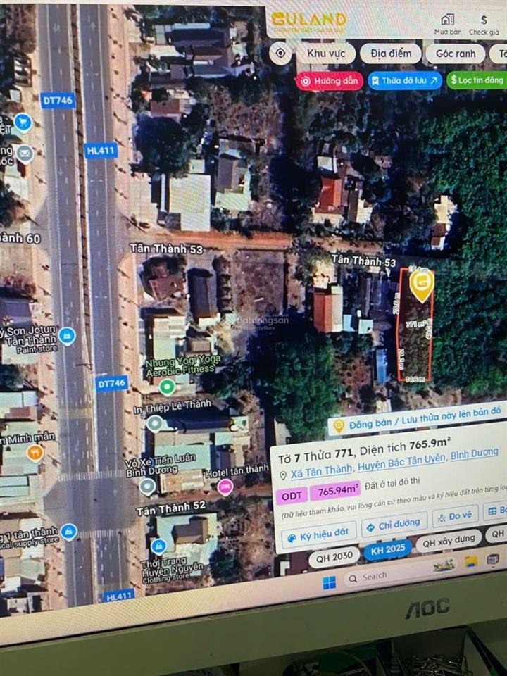 Bán đất 750m2, 4,2 tỷ tại thị trấn tân thành, huyện bắc tân uyên, bình dương