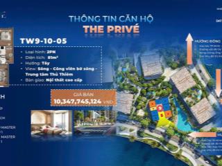 Bán căn hộ 2 PN dự án The Prive trung tâm quận 2 view ba mặt giáp sông. chỉ 10% ký Hợp